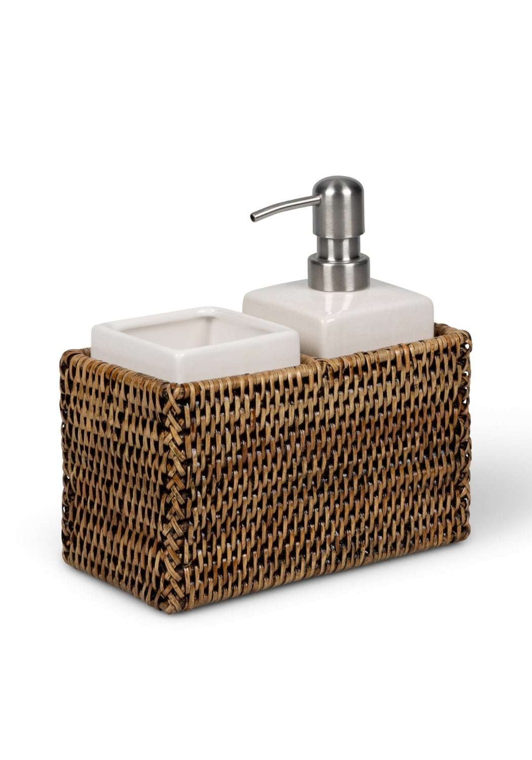 Wicker rattan bathroom wash basin holder from Casa by Josephine Jenno, featuring a stylish and functional design.