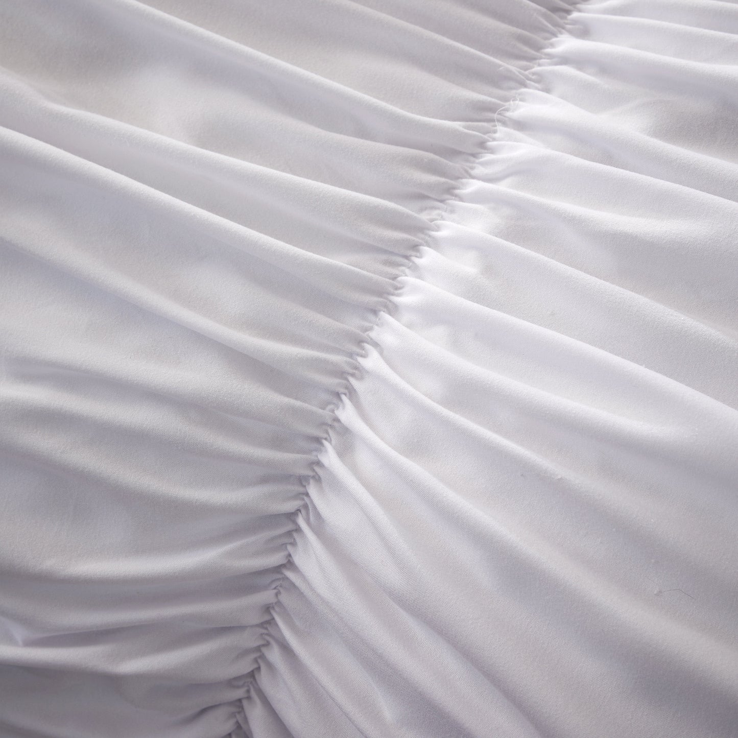 OLIVIA ROCCO white ruched microfibre duvet cover set with ruffled pillowcases, soft, easy-care bedding for modern bedrooms.