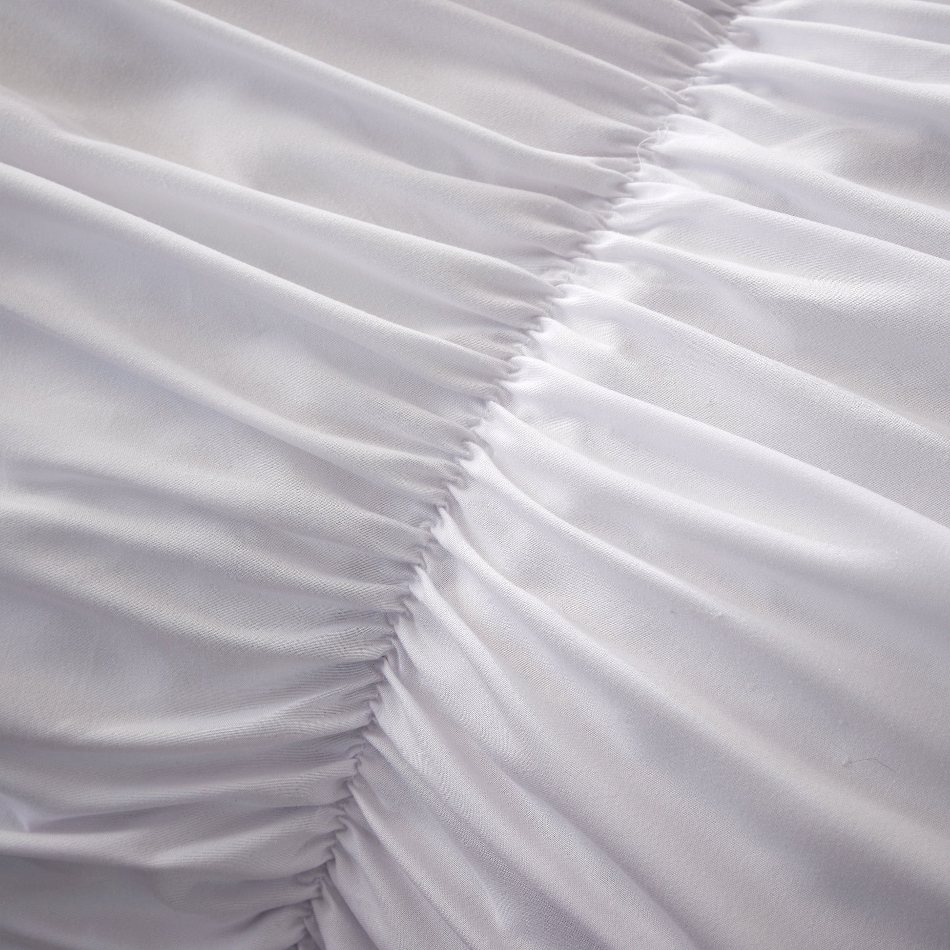OLIVIA ROCCO white ruched microfibre duvet cover set with ruffled pillowcases, soft, easy-care bedding for modern bedrooms.