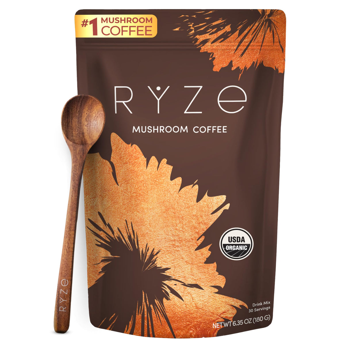 RYZE Superfoods Mushroom Coffee | 6 Mushroom Blend with MCT Oil