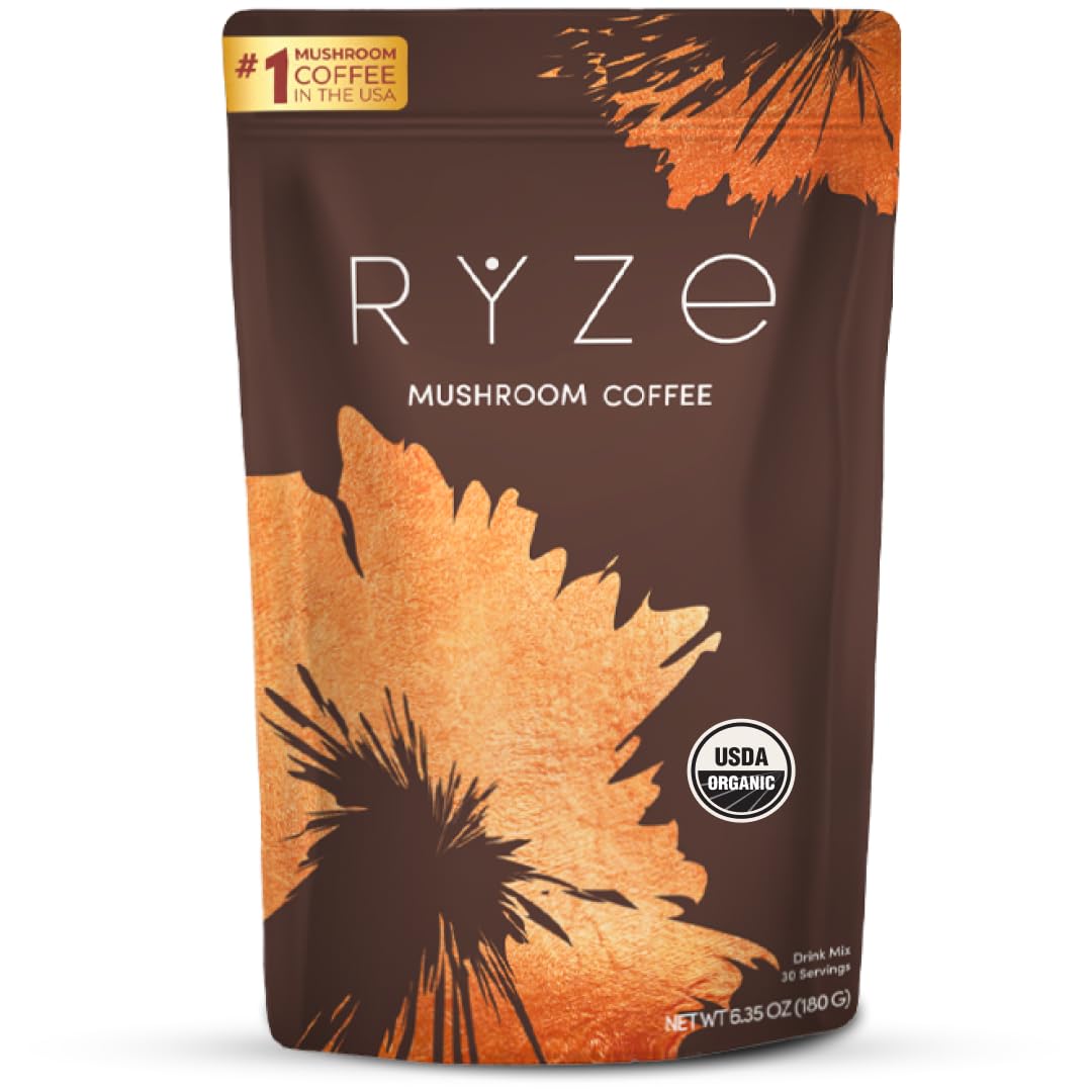 RYZE Superfoods Mushroom Coffee | 6 Mushroom Blend with MCT Oil
