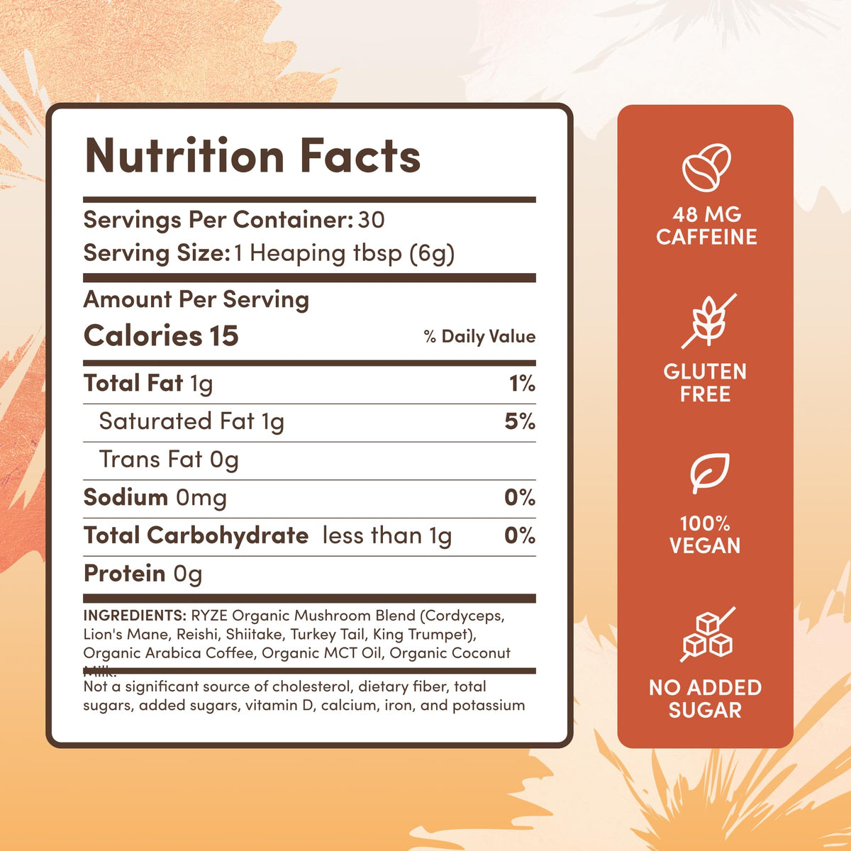 RYZE Superfoods Mushroom Coffee | 6 Mushroom Blend with MCT Oil