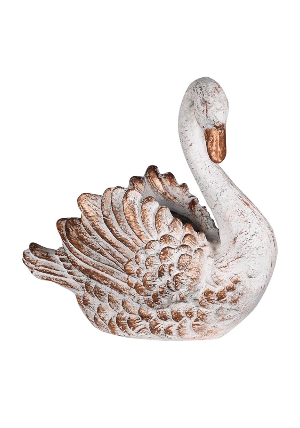 Distressed white and gold Swan Lake vase, seasonal decor piece with elegant design, by Casa by Josephine Jenno.