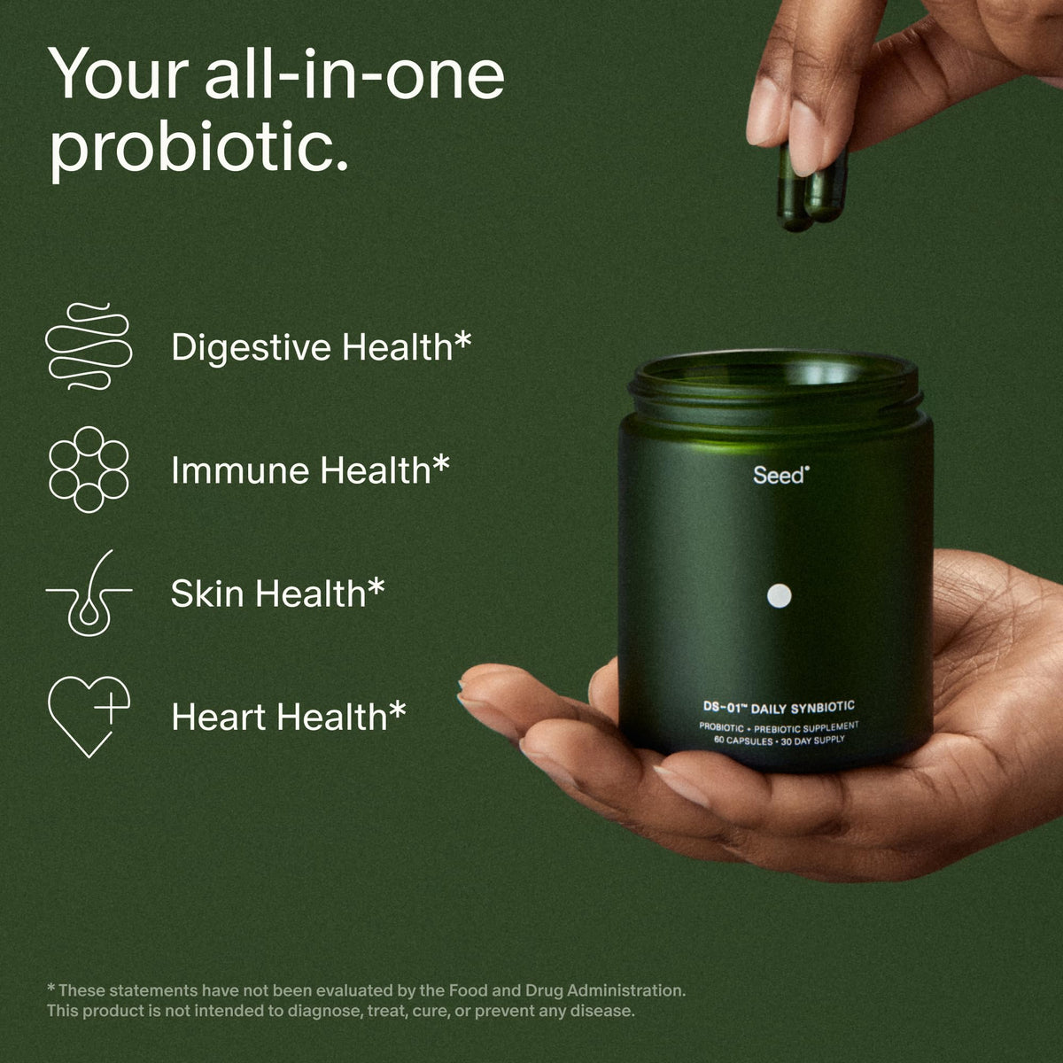 Seed DS-01® Daily Synbiotic | 24-Strain Prebiotic & Probiotic | 60 Capsules