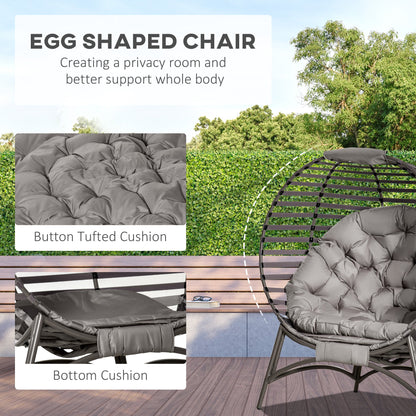 Brown Outsunny egg chair swing with cushion and side pocket by Wise Galleria, featuring a cozy, rounded design and supportive seating.