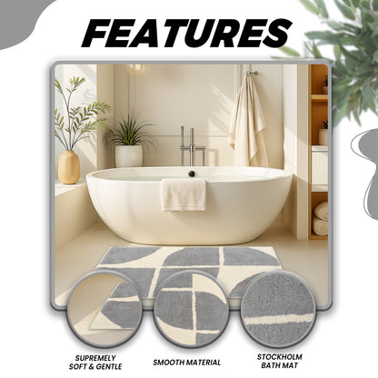 OLIVIA ROCCO Stockholm bath mat with non-slip backing, soft water-absorbent cotton blend, quick-drying bathroom floor rug