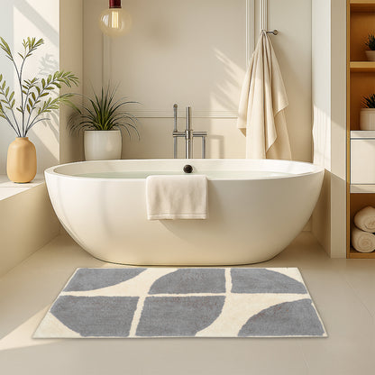OLIVIA ROCCO Stockholm bath mat with non-slip backing, soft water-absorbent cotton blend, quick-drying bathroom floor rug.