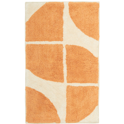 OLIVIA ROCCO Stockholm bath mat with non-slip backing, soft water-absorbent cotton blend, quick-drying bathroom floor rug in orange.