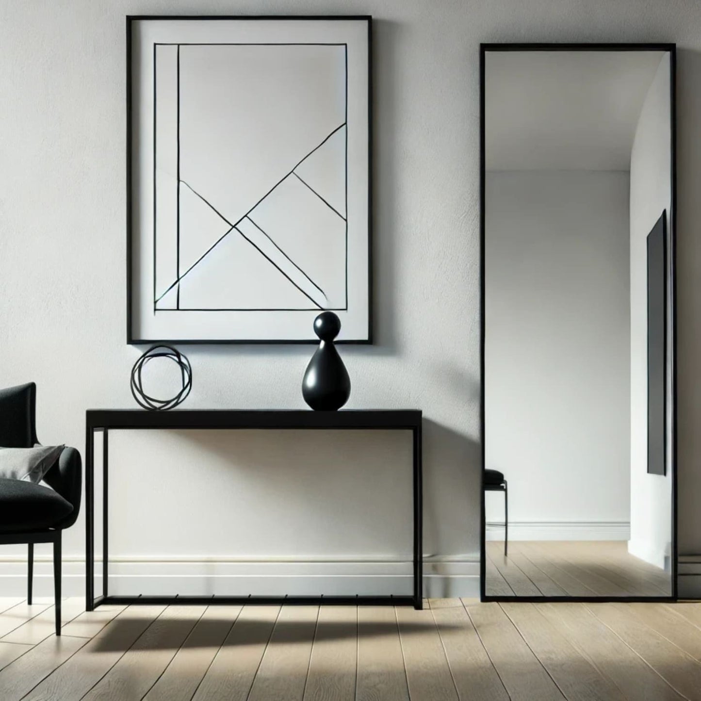 Takara black metal rectangle full-length mirror, 160cm x 60cm, with sleek frame for modern home decor by Jōbū Home.