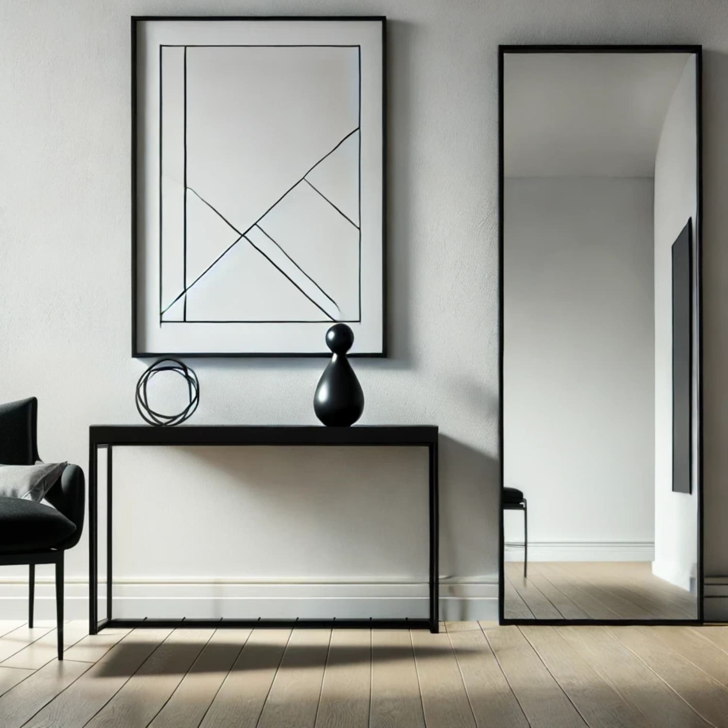 Takara black metal rectangle full-length mirror, 160cm x 60cm, with sleek frame for modern home decor by Jōbū Home.