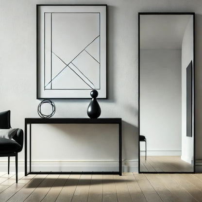 Takara black metal rectangle full-length mirror, 160cm x 60cm, with sleek frame for modern home decor by Jōbū Home.