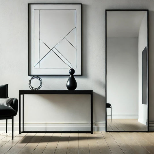 Takara black metal rectangle full-length mirror, 160cm x 60cm, with sleek frame for modern home decor by Jōbū Home.