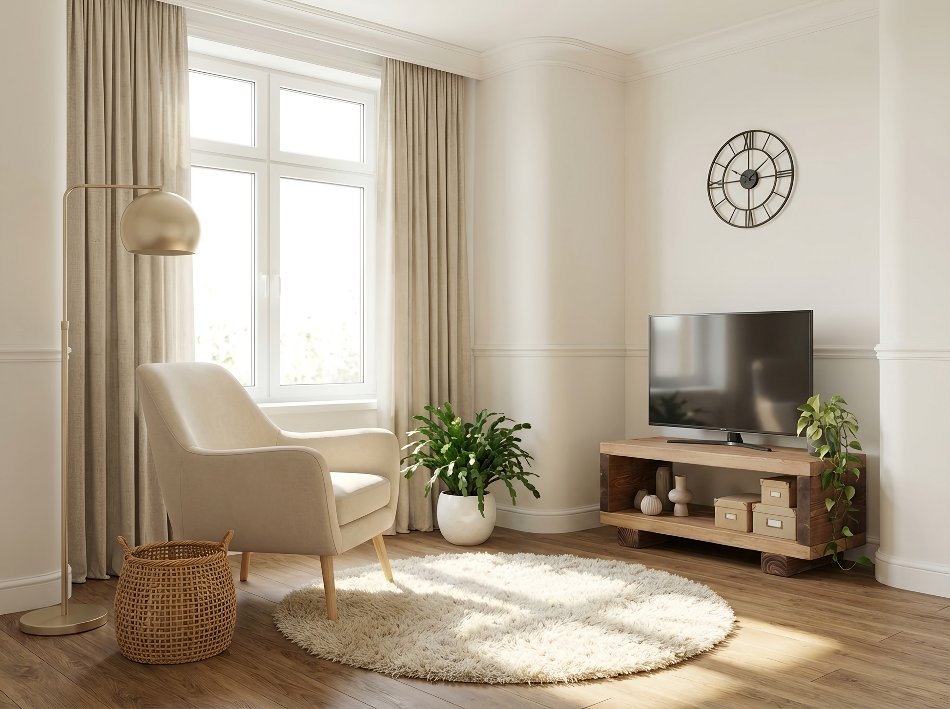 Rustic solid wood TV unit by Tribe Joinery featuring a minimalist chunky design for a modern media console.