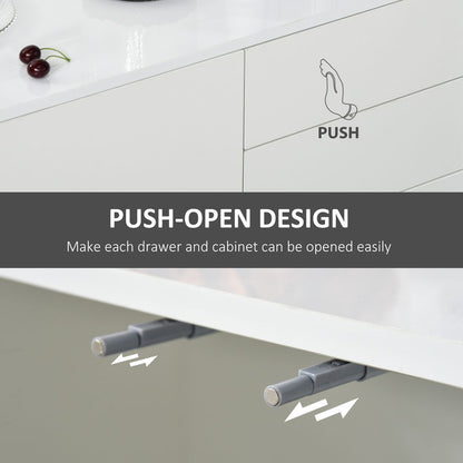HOMCOM High Gloss Frame Sideboard | White 2 Drawer Storage Cabinet
