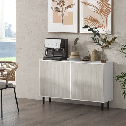 HOMCOM Sideboard Storage Cabinet for Living Room with Adjustable Shelves White