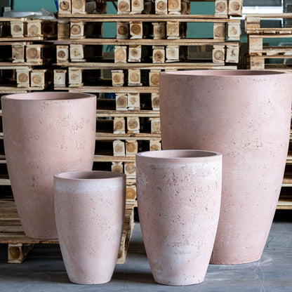 Jōbū Home Vessara Blushstone 75cm large concrete vase planter with a tall, wide 61L design for indoor or outdoor plants.