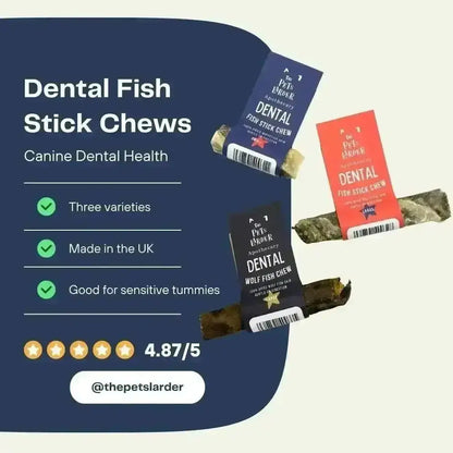 Wolf Fish Stick Chew for Dogs - Large Natural Fish Skin Dog Treat