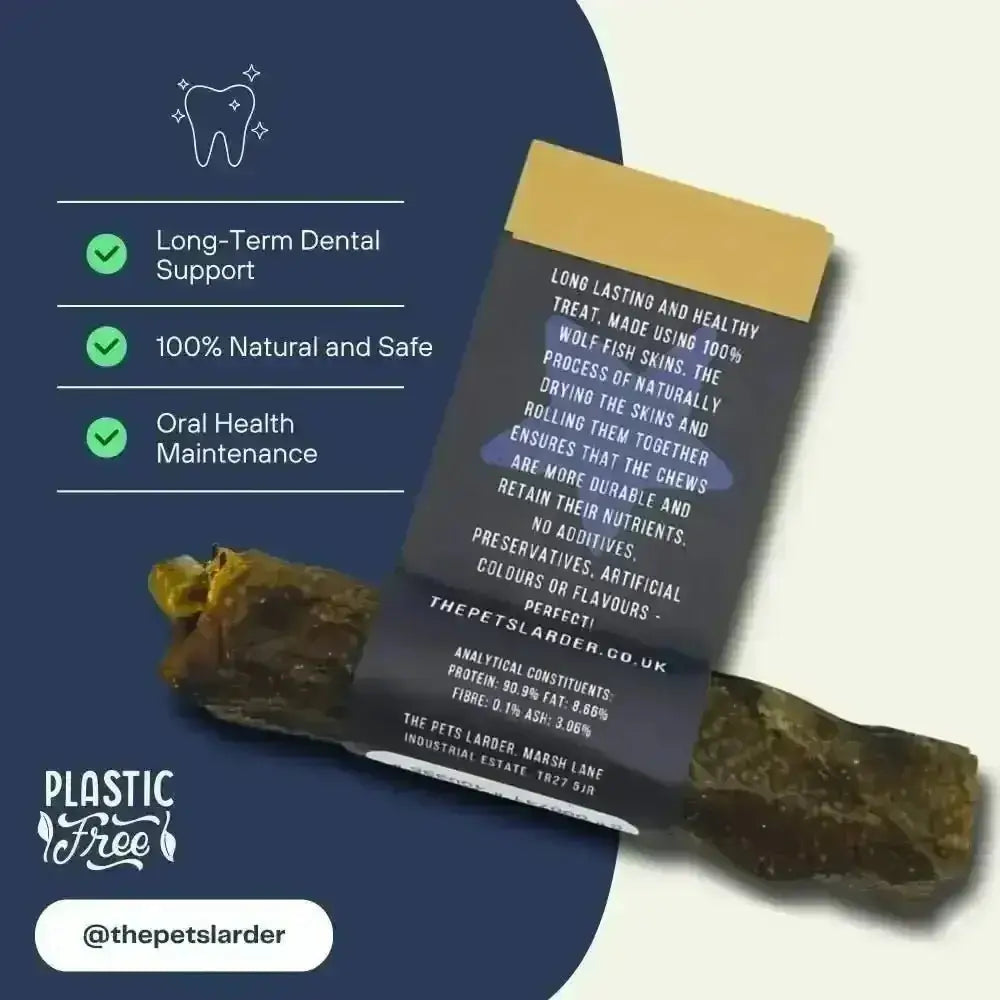 Wolf Fish Stick Chew for Dogs - Large Natural Fish Skin Dog Treat