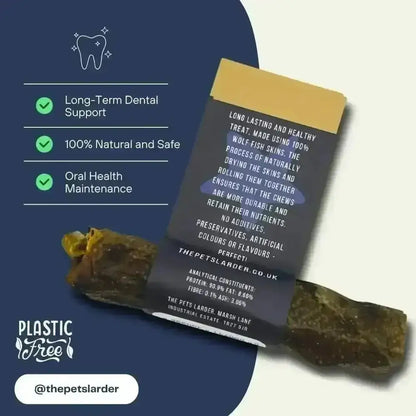 Wolf Fish Stick Chew for Dogs - Large Natural Fish Skin Dog Treat