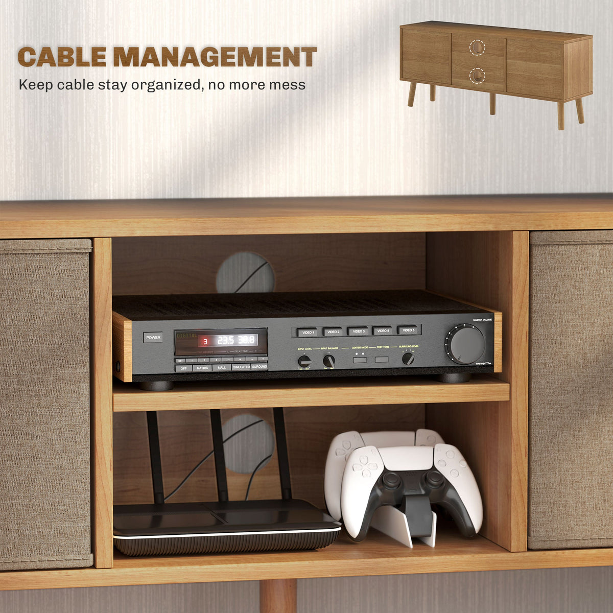 HOMCOM Modern TV Cabinet Stand w/ Shelves & Drawers, Bedroom