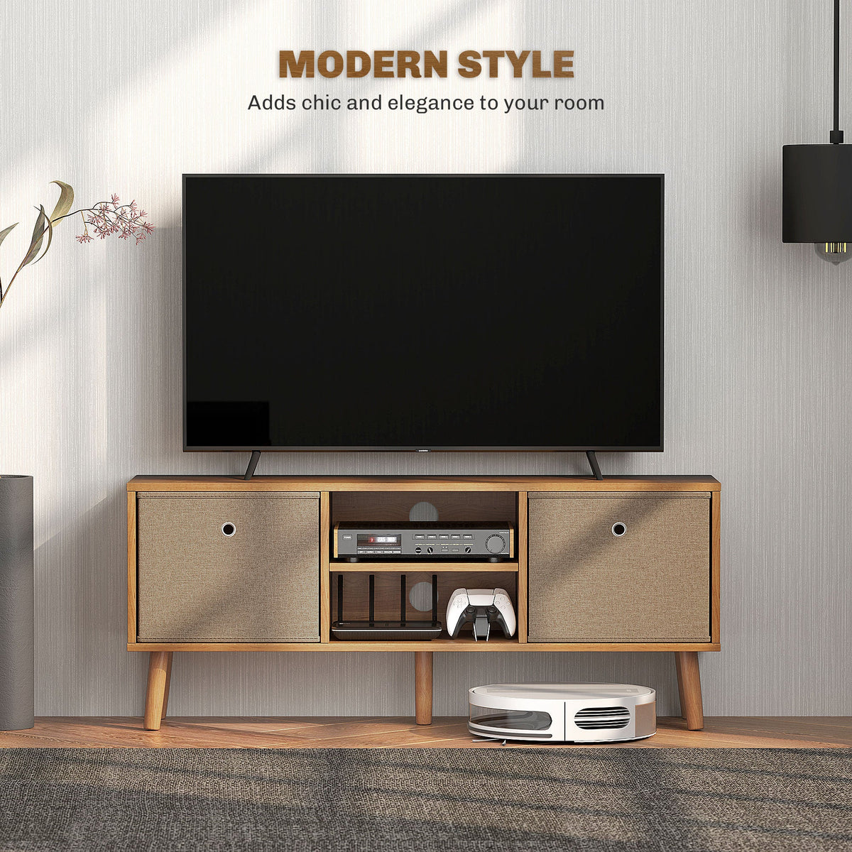 HOMCOM Modern TV Cabinet Stand w/ Shelves & Drawers, Bedroom